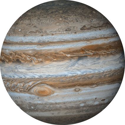 Sanders & Sanders zelfklevende behangcirkel Jupiter heelal beige en grijs - Ø 125 cm