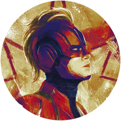 zelfklevende behangcirkel The Avengers Captain Marvel paars, rood en beige