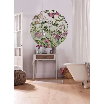 Sanders & Sanders papier peint panoramique rond adhésif fleurs vert et rose - Ø 125 cm - 611791 2