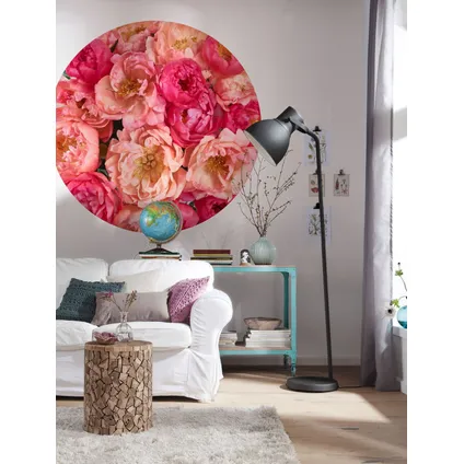 Sanders & Sanders zelfklevende behangcirkel bloemen roze - Ø 125 cm - 611805 2