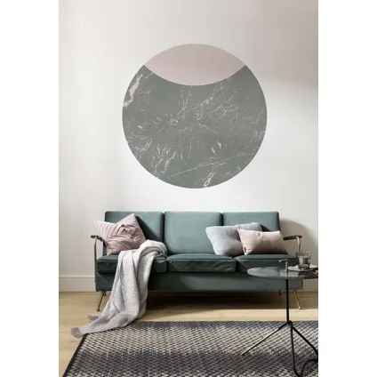 Sanders & Sanders papier peint panoramique rond adhésif marbre gris foncé et rose - Ø 125 cm 2