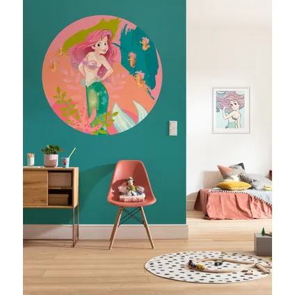 Sanders & Sanders papier peint panoramique rond adhésif ariel heureux corail multicolore - Ø 128 cm 2