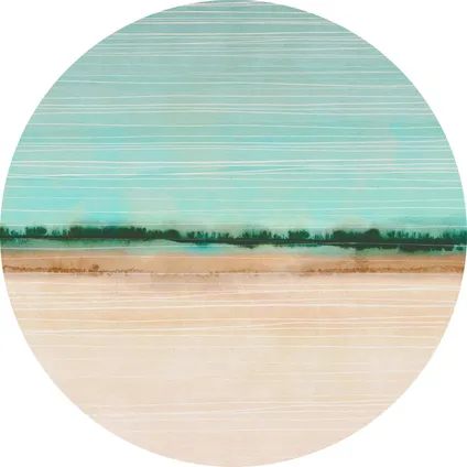Sanders & Sanders papier peint panoramique rond adhésif plage couleur sable et turquoise - Ø 125 cm