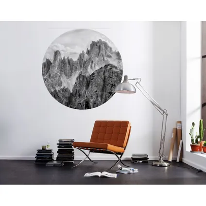 Sanders & Sanders papier peint panoramique rond adhésif paysage noir et blanc - Ø 125 cm - 611793 2