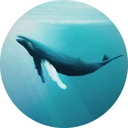 Sanders & Sanders zelfklevende behangcirkel walvis turquoise - Ø 125 cm - 611797