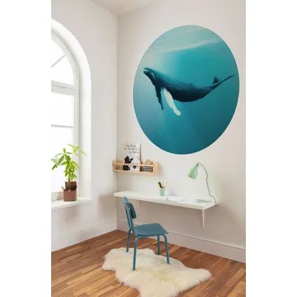 Sanders & Sanders zelfklevende behangcirkel walvis turquoise - Ø 125 cm - 611797 2