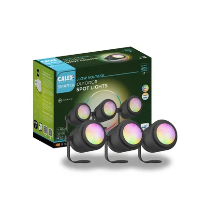 Calex Smart Outdoor 24v - Spots Lumineux Intelligents - Ensemble de 6 - RVB et Blanc Chaud