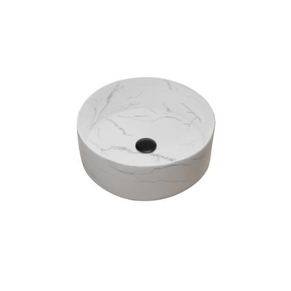 Vasque Rond à poser Aurlane | Céramique blanc mat | Ø36cm x 13cm | Effet marbre