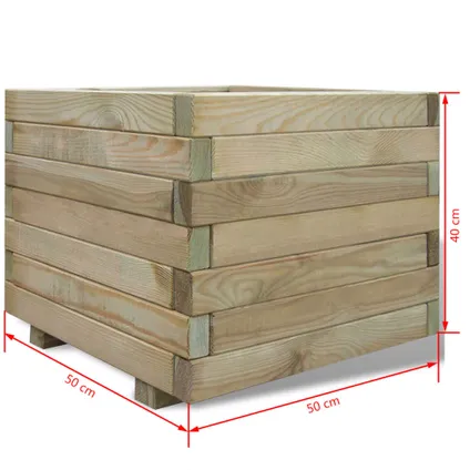 vidaXL - Hout - Plantenbak verhoogd vierkant 50x50x40 cm hout - TLS41659 4