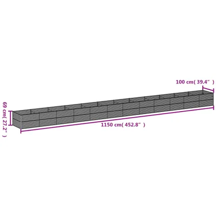 vidaXL - Staal - Plantenbak verhoogd 1150x100x69 cm cortenstaal - TLS152010 7