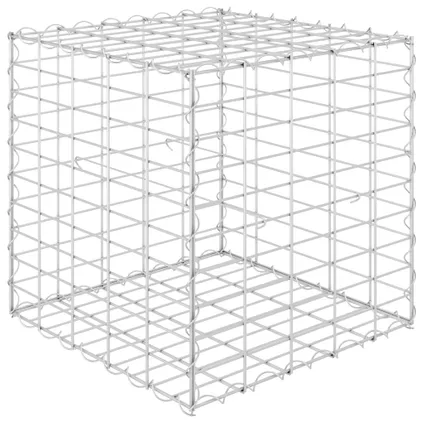The Living Store - Acier - Lit surélevé cube à gabion Fil d'acier 50x50x50 cm - TLS145650 2