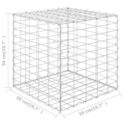The Living Store - Acier - Lit surélevé cube à gabion Fil d'acier 50x50x50 cm - TLS145650 5