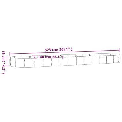 vidaXL - Staal - Plantenbak 523x140x36 cm gepoedercoat staal grijs - TLS319044 6
