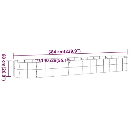 vidaXL - Staal - Plantenbak 584x140x68 cm gepoedercoat staal - TLS319122 6