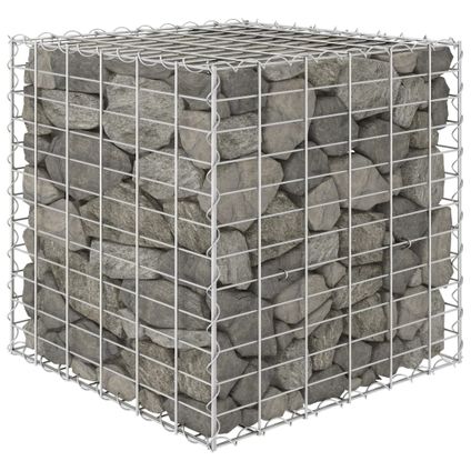 The Living Store - Acier - Lit surélevé cube à gabion Fil d'acier 60x60x60 cm - TLS145651