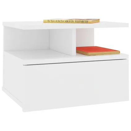 The Living Store - Bois d'ingénierie - Tables de chevet flottantes 2 pcs Blanc - TLS800406 3