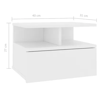 The Living Store - Bois d'ingénierie - Tables de chevet flottantes 2 pcs Blanc - TLS800406 7