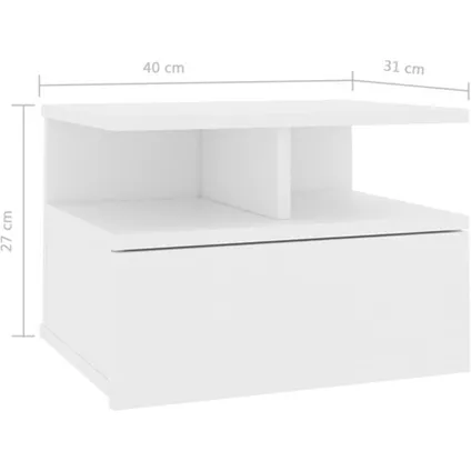 The Living Store - Bois d'ingénierie - Tables de chevet flottantes 2 pcs Blanc - TLS800406 10