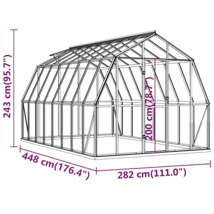 The Living Store - Aluminium - Serre avec cadre de base anthracite 12,63 m² - TLS309802 8