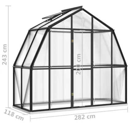 The Living Store - Aluminium - Serre avec cadre de base anthracite 3,3 m² - TLS317824 8