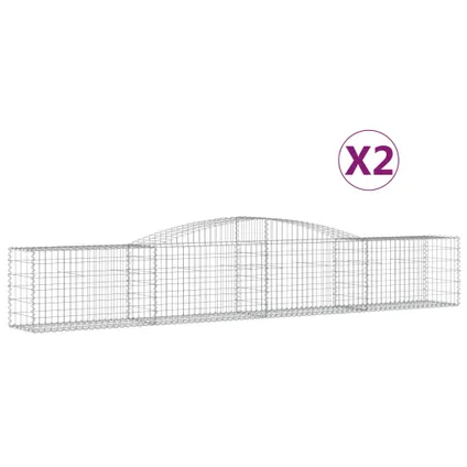 vidaXL - IJzer - Schanskorf 2 st gewelfd 400x50x60/80 cm - TLS314697 2