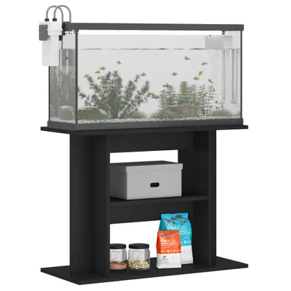 vidaXL Support pour aquarium noir 80x35x60 cm bois d'ingénierie 3