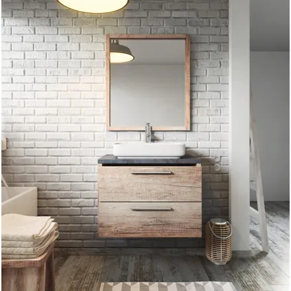 Meuble de salle de bain Indiana 70 cm - Badplaats - Chene avec gris - Meuble 3