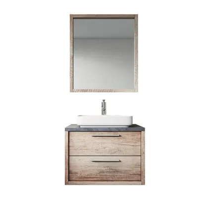 Meuble de salle de bain Indiana 70 cm - Badplaats - Chene avec gris - Meuble 6