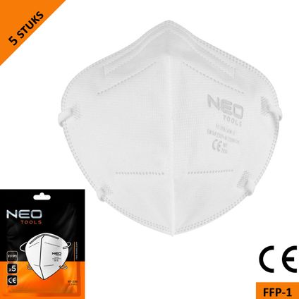 Demi-masque anti-poussière Neo Tools - FFP1 - 5 couches - Certifié CE - 5 pièces