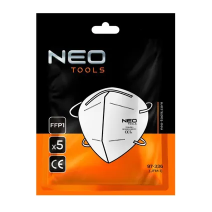 Neo Tools stofmasker halfgelaatsmasker - FFP1 - 5 laags - CE gecertificeerd - 5 stuks 2