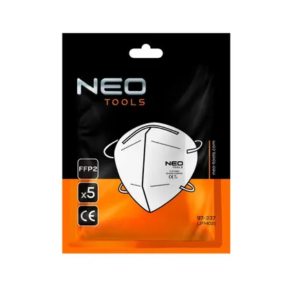 Neo Tools stofmasker halfgelaatsmasker - FFP2 - 5 laags - CE gecertificeerd - 5 stuks 2