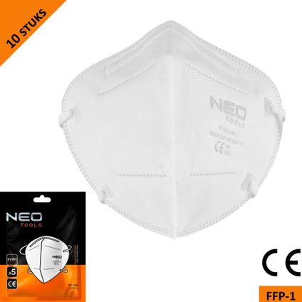 Demi-masque anti-poussière Neo Tools - FFP1 - 5 couches - Certifié CE - 10 pièces