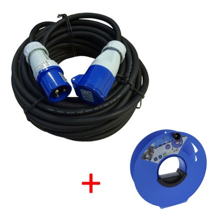 Câble d'extension CEE + enrouleur - 20 mètres - 3 x 2.5mm² - Max 3500 watt - Néoprène