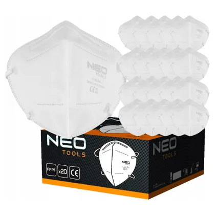 Neo Tools stofmasker halfgelaatsmasker - FFP1 - 5 laags - CE gecertificeerd - XXL pack 100 stuks 3