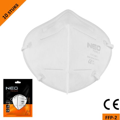 Neo Tools demi-masque anti-poussière - FFP2 - 5 couches - certifié CE - 10 pièces