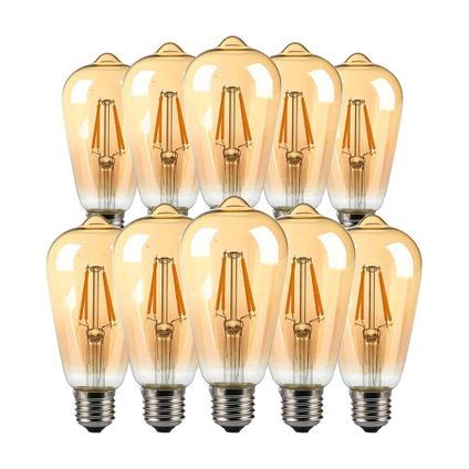 pack de 10 ampoules LED E27 V-TAC VT-1964-N - Ambre - ST64 - IP20 - 4W - 350 Lumens - 2200K