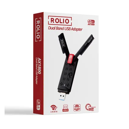 Rolio WiFi adapter USB - 1800Mbps 5GHz - Dual Antenne 5