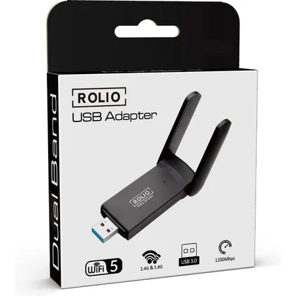 Rolio WiFi adapter USB - 1200Mbps 5GHz - Dual Antenne 6