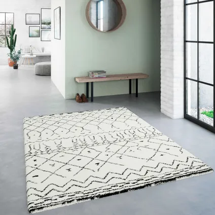 Oviala Witte langharige tapijt van polypropyleen, 200 x 290 cm 5