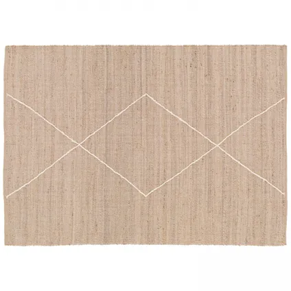 Oviala Esha Natuurlijk juten tapijt met handgeweven ruitpatroon 80 x 200 cm