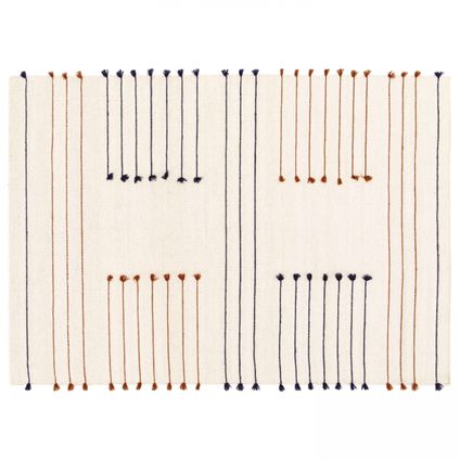 Tapis en laine tissé à la main Oviala Parvati avec pompons 200 x 290 cm