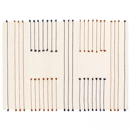 Tapis en laine tissé à la main Oviala Parvati avec pompons 200 x 290 cm
