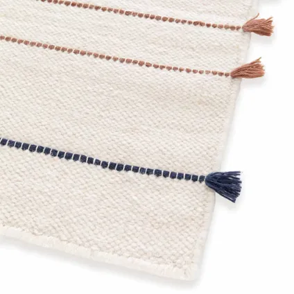 Tapis en laine tissé à la main Oviala Parvati avec pompons 200 x 290 cm 3