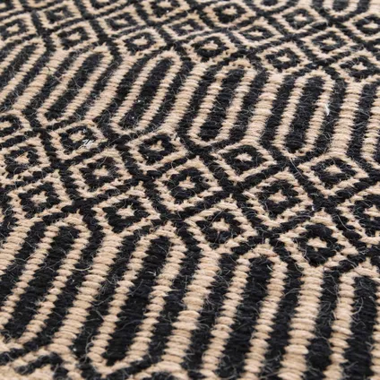 Oviala Jyoti Handgeweven natuurlijk zwart juten tapijt met franjes, 160 x 230 cm 4