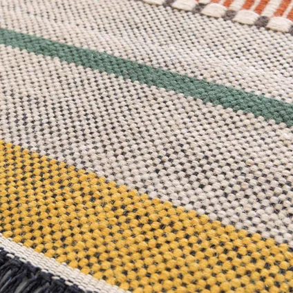 Oviala Vlak geweven wollen tapijt met patronen en franjes, 120 x 170 cm 2