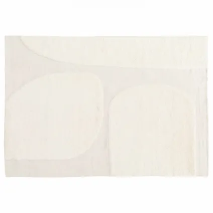 Oviala Felipe Rechthoekig wollen tapijt met handgeweven wit patroon 240 x 340 cm