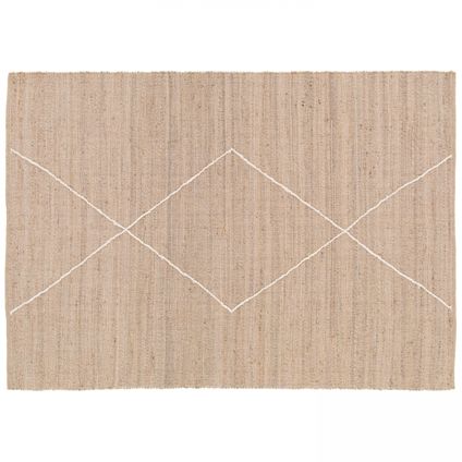 Oviala Natuurlijk juten tapijt met handgeweven ruitpatroon 200 x 290 cm