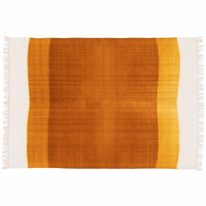 Oviala Duna Rechthoekig tapijt van geweven wol in geel/oranje, 160 x 230 cm