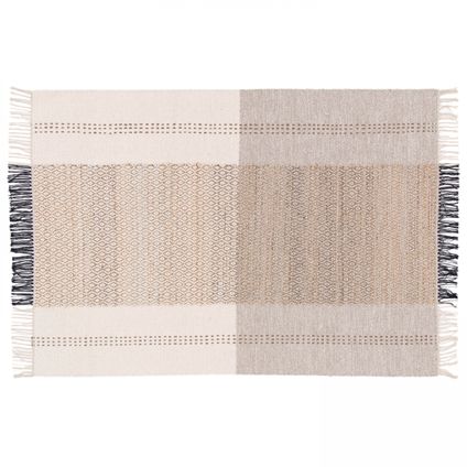 Oviala Wol en jute tapijt geweven in platte geometrische patronen 120x170cm