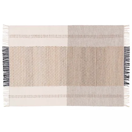 Oviala Kalan Wol en jute tapijt geweven in platte geometrische patronen 120x170cm